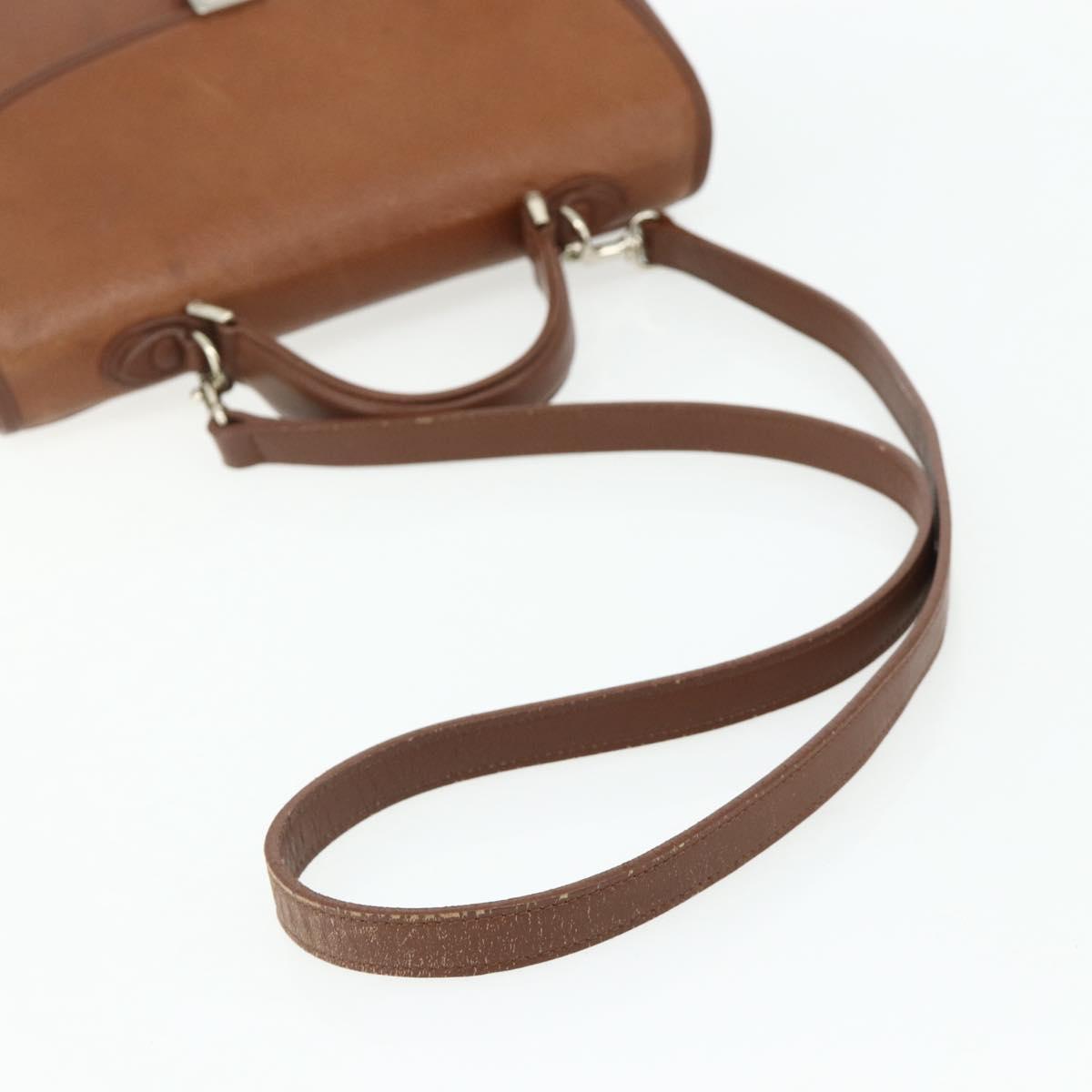 Burberrys Hand Bag Leather 2way Brown Gold Auth 178273