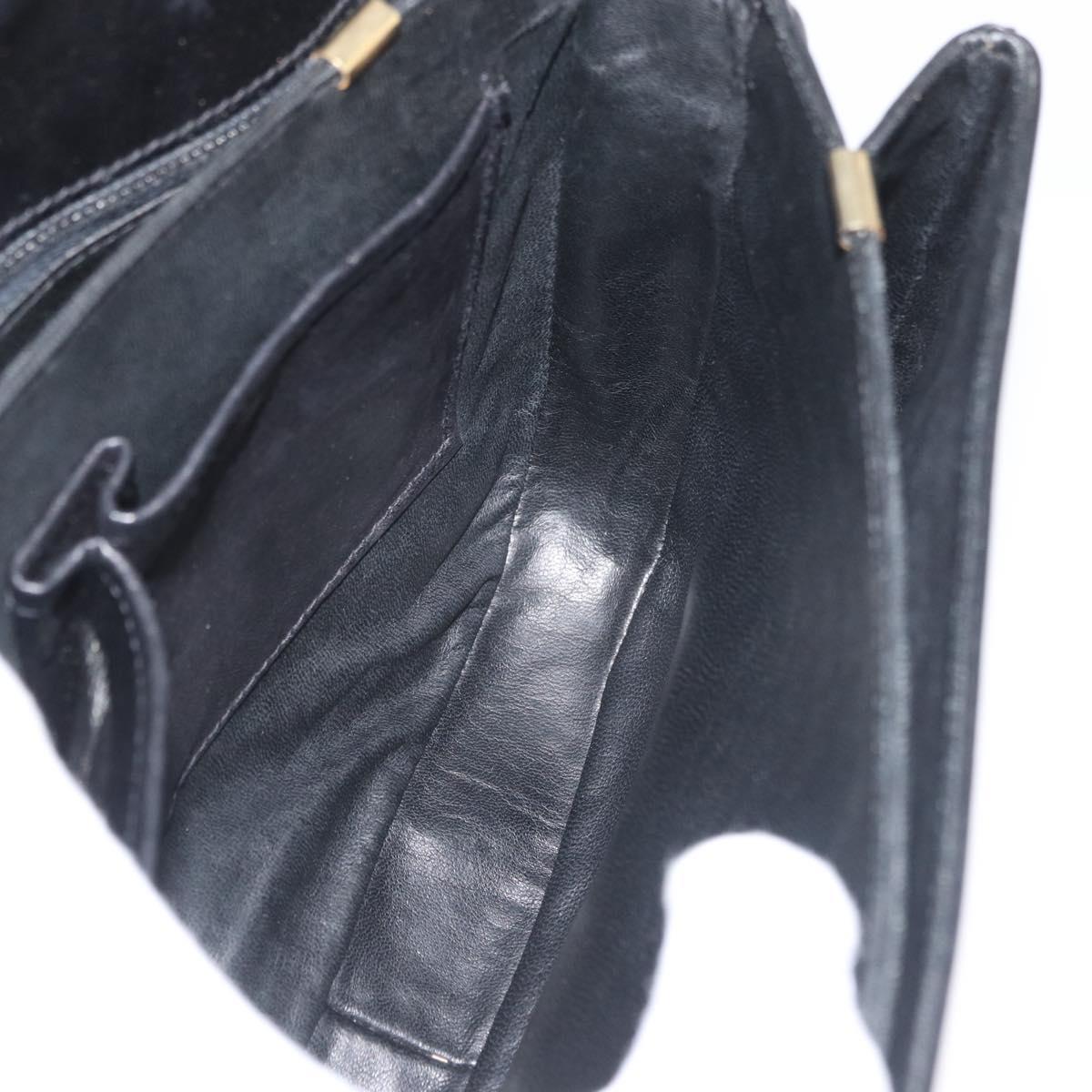CELINE Shoulder Bag Leather Black Gold Auth 178275