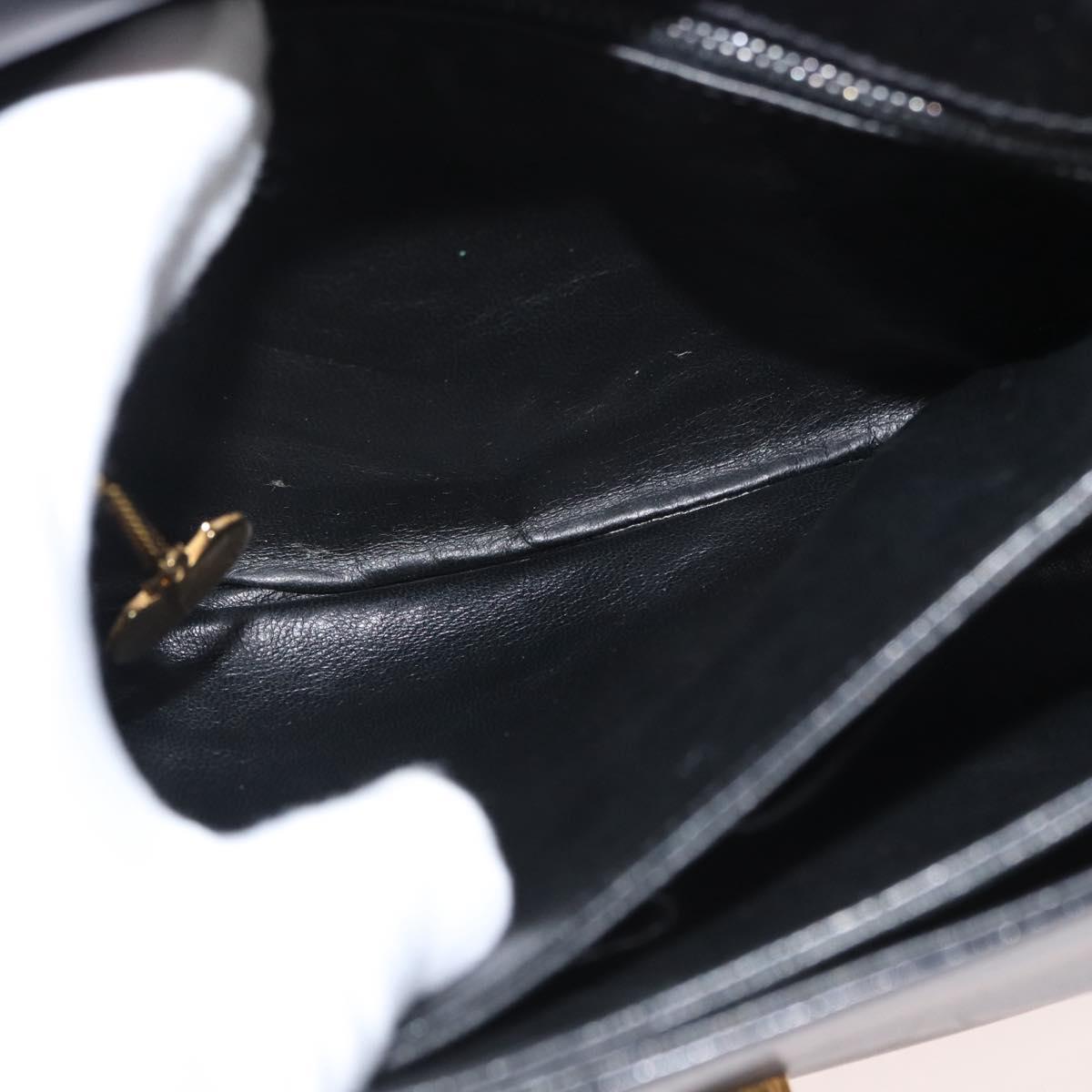 CELINE Shoulder Bag Leather Black Gold Auth 178275
