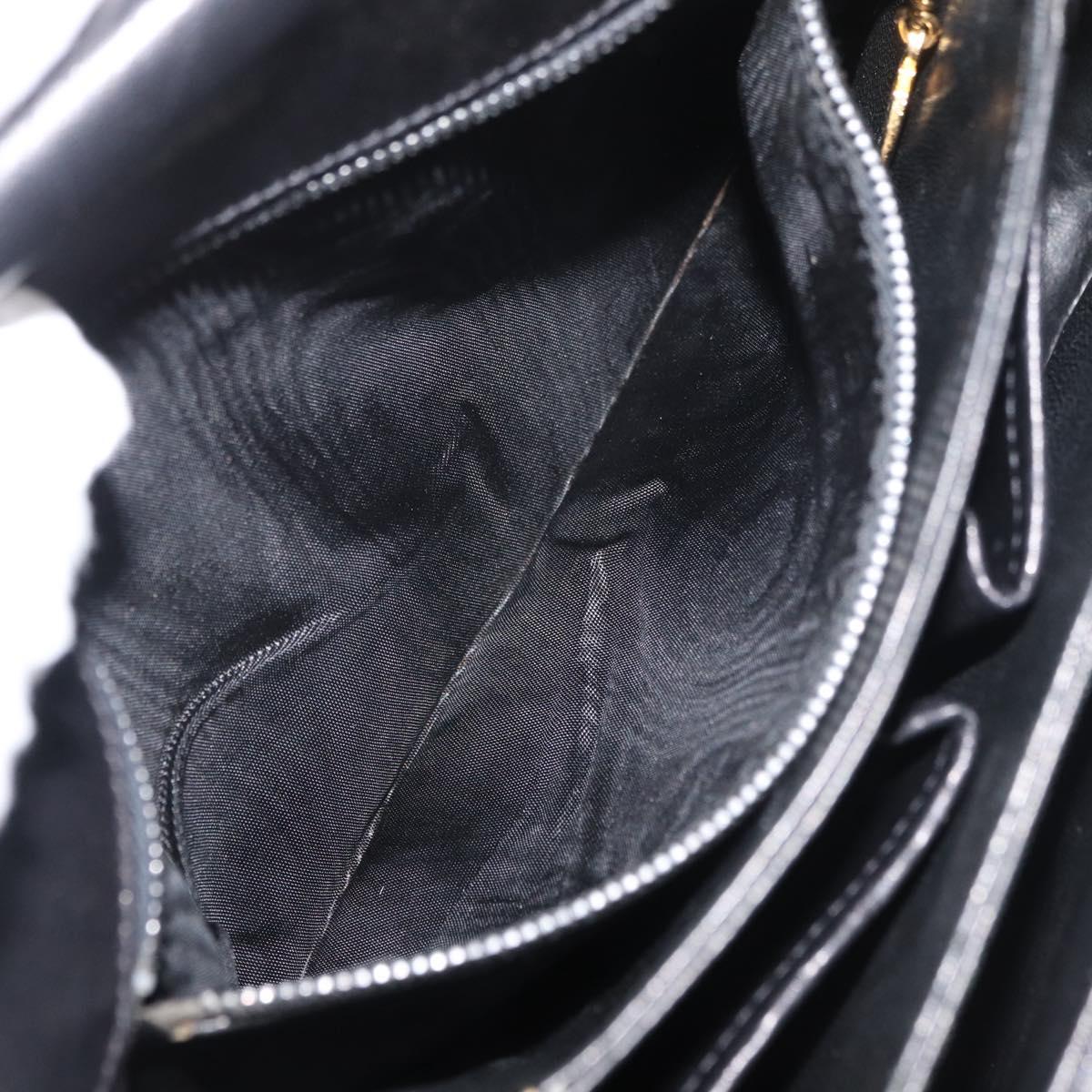 CELINE Shoulder Bag Leather Black Gold Auth 178275