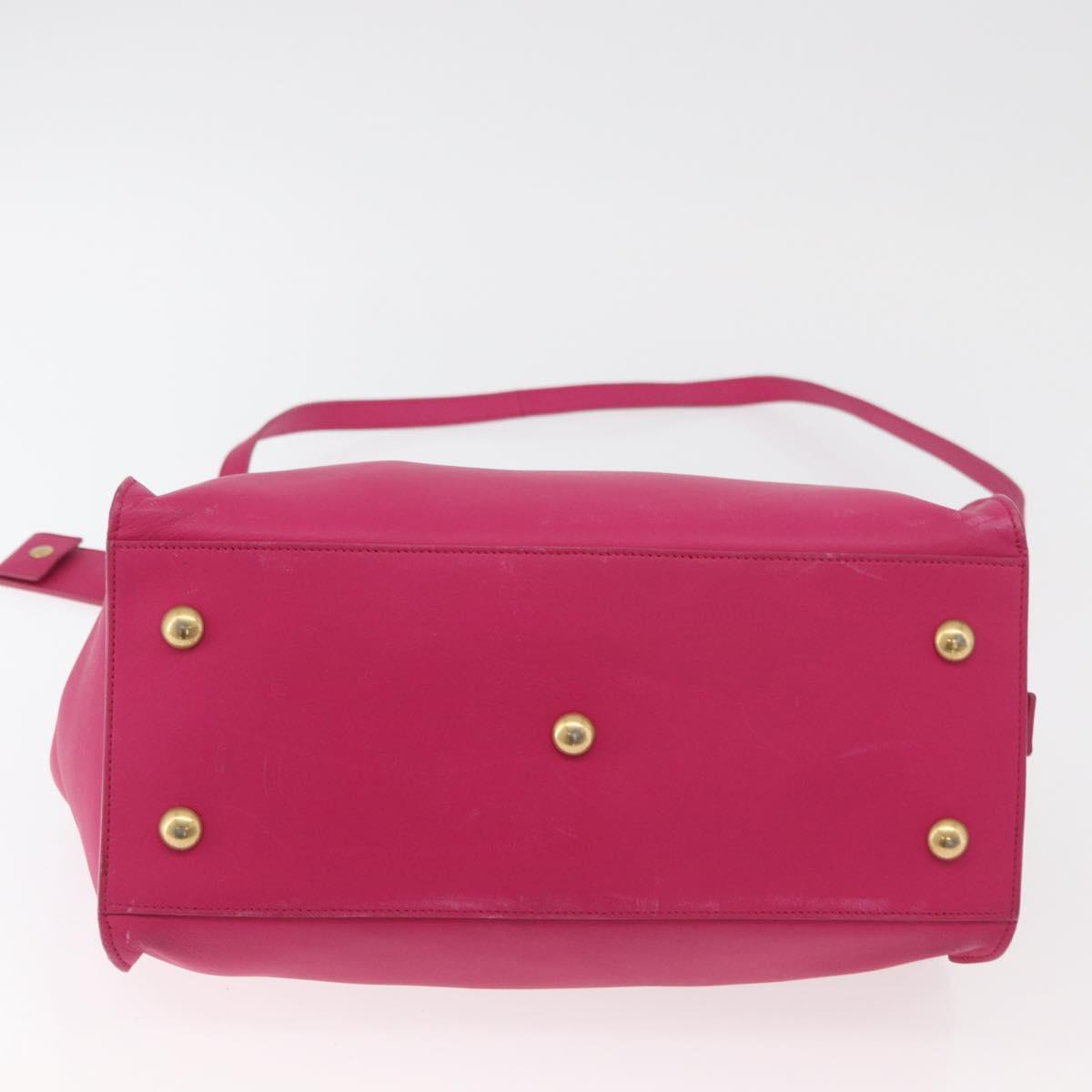 SAINT LAURENT Petit Cabas Hand Bag Leather 2way Pink Gold Auth 178276A
