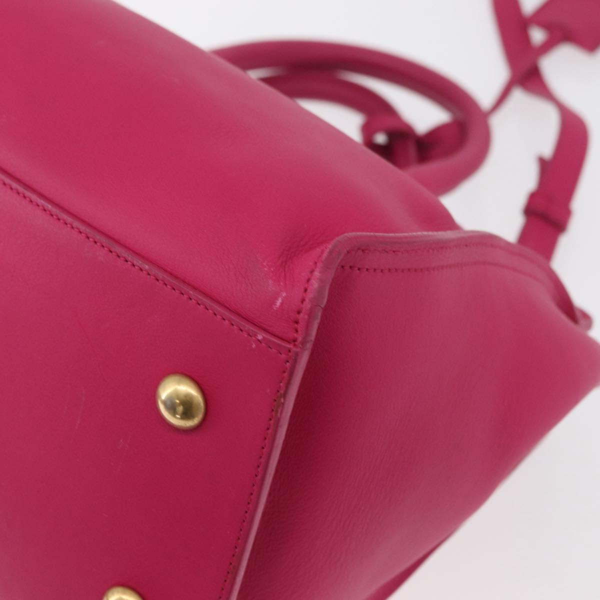 SAINT LAURENT Petit Cabas Hand Bag Leather 2way Pink Gold Auth 178276A