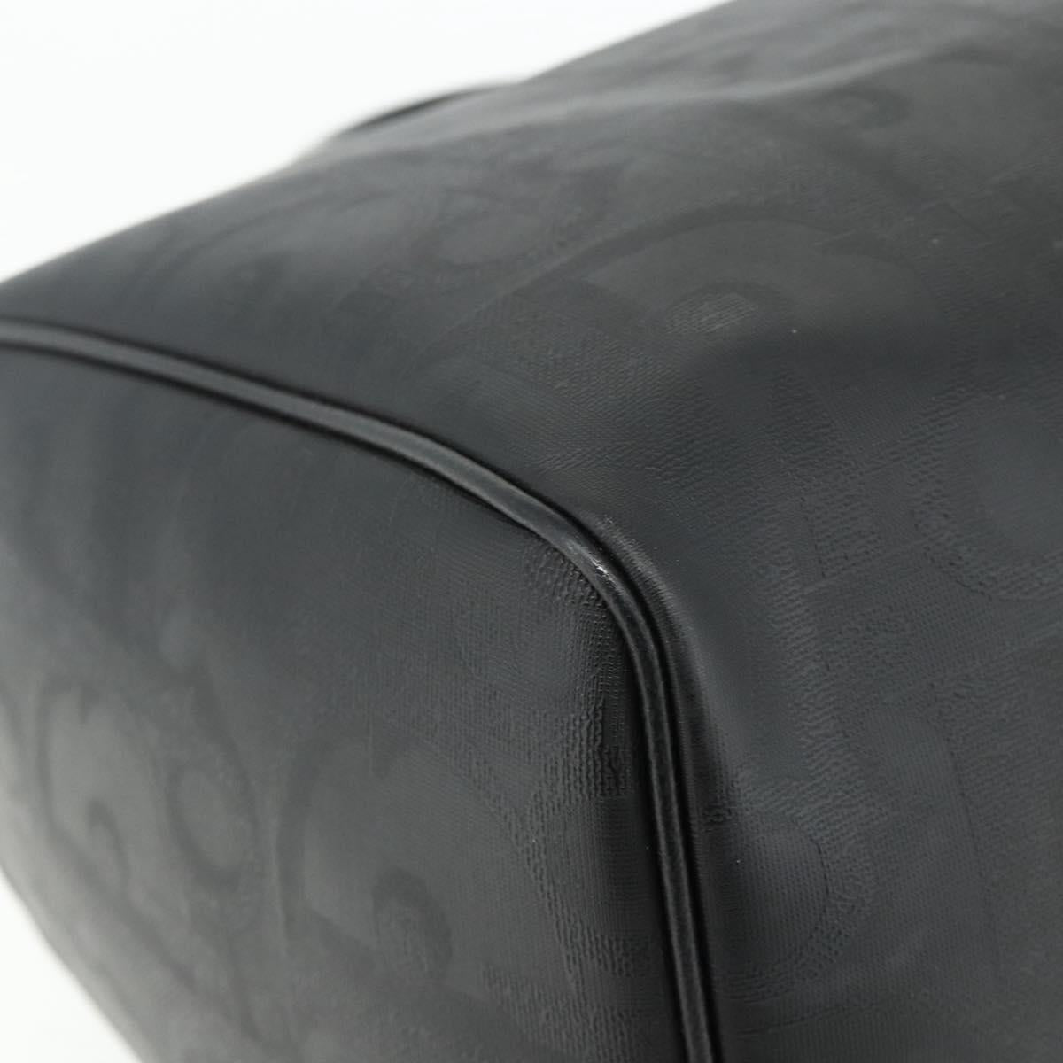 Christian Dior Trotter Canvas Boston Bag PVC Black Gold Auth 178277A