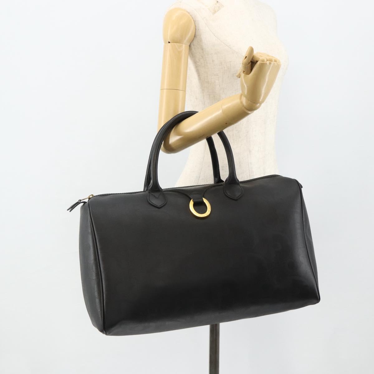 Christian Dior Trotter Canvas Boston Bag PVC Black Gold Auth 178277A