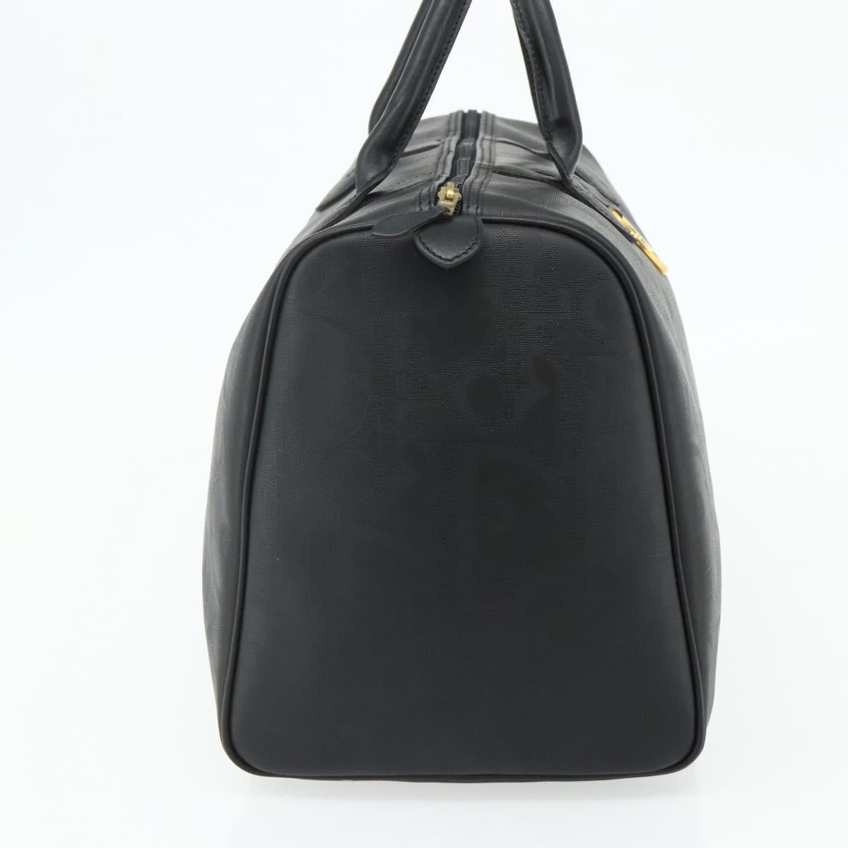 Christian Dior Trotter Canvas Boston Bag PVC Black Gold Auth 178277A