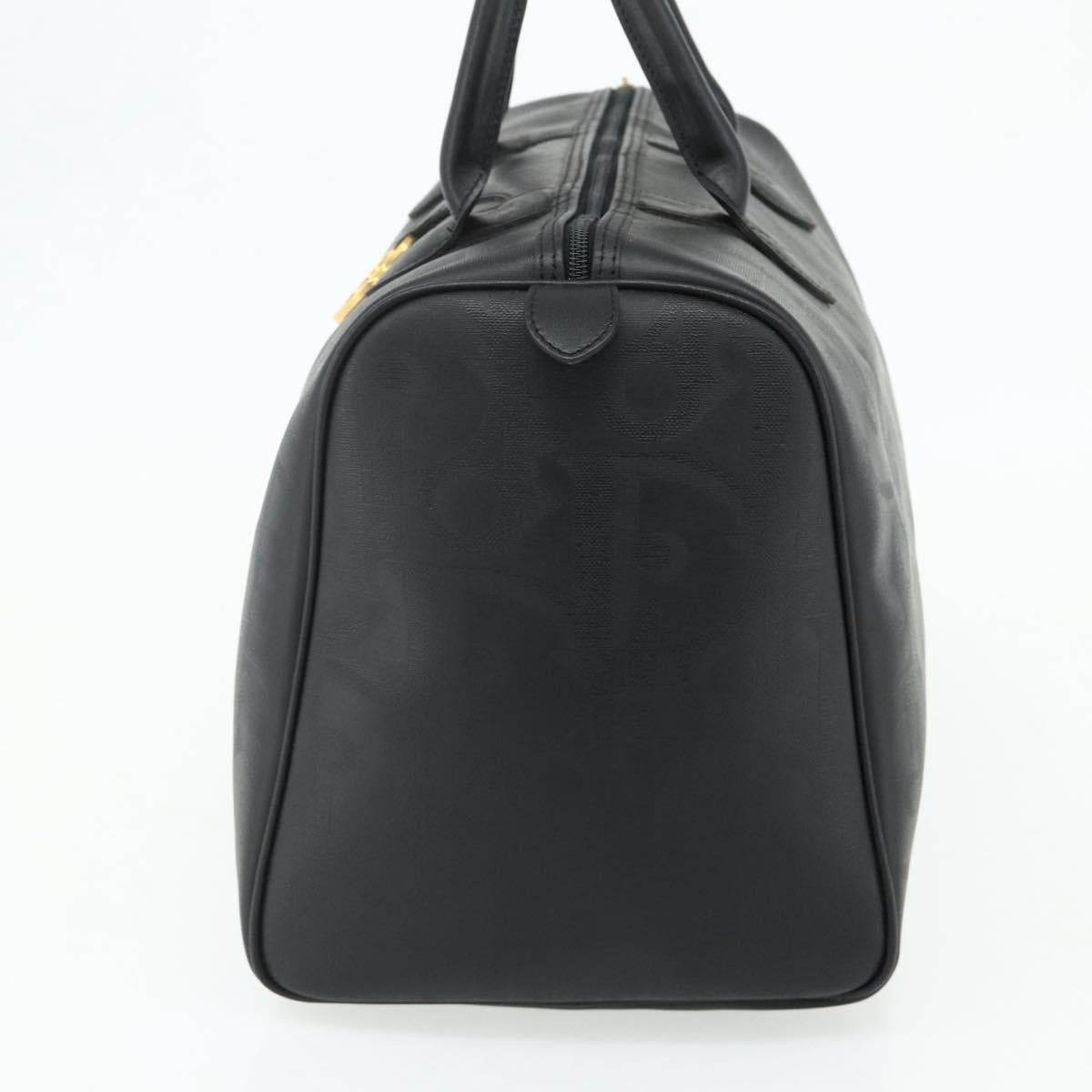 Christian Dior Trotter Canvas Boston Bag PVC Black Gold Auth 178277A