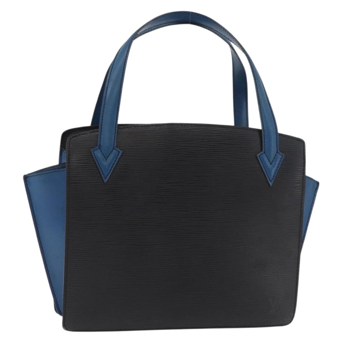 LOUIS VUITTON Epi Bicolor Varenne Hand Bag Black Blue M52385 LV Auth 178287