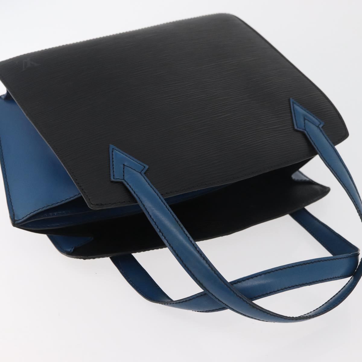 LOUIS VUITTON Epi Bicolor Varenne Hand Bag Black Blue M52385 LV Auth 178287