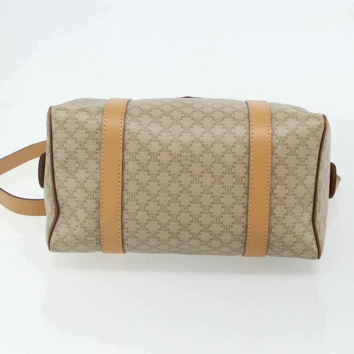 CELINE Macadam Canvas Hand Bag PVC 2way Beige Gold Auth 178288A