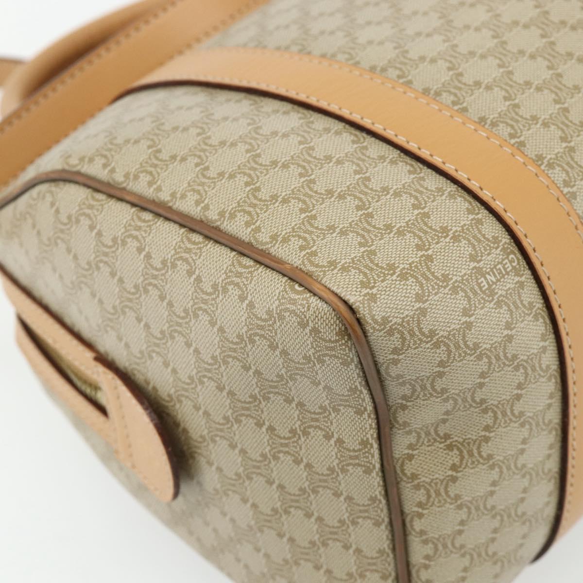 CELINE Macadam Canvas Hand Bag PVC 2way Beige Gold Auth 178288A