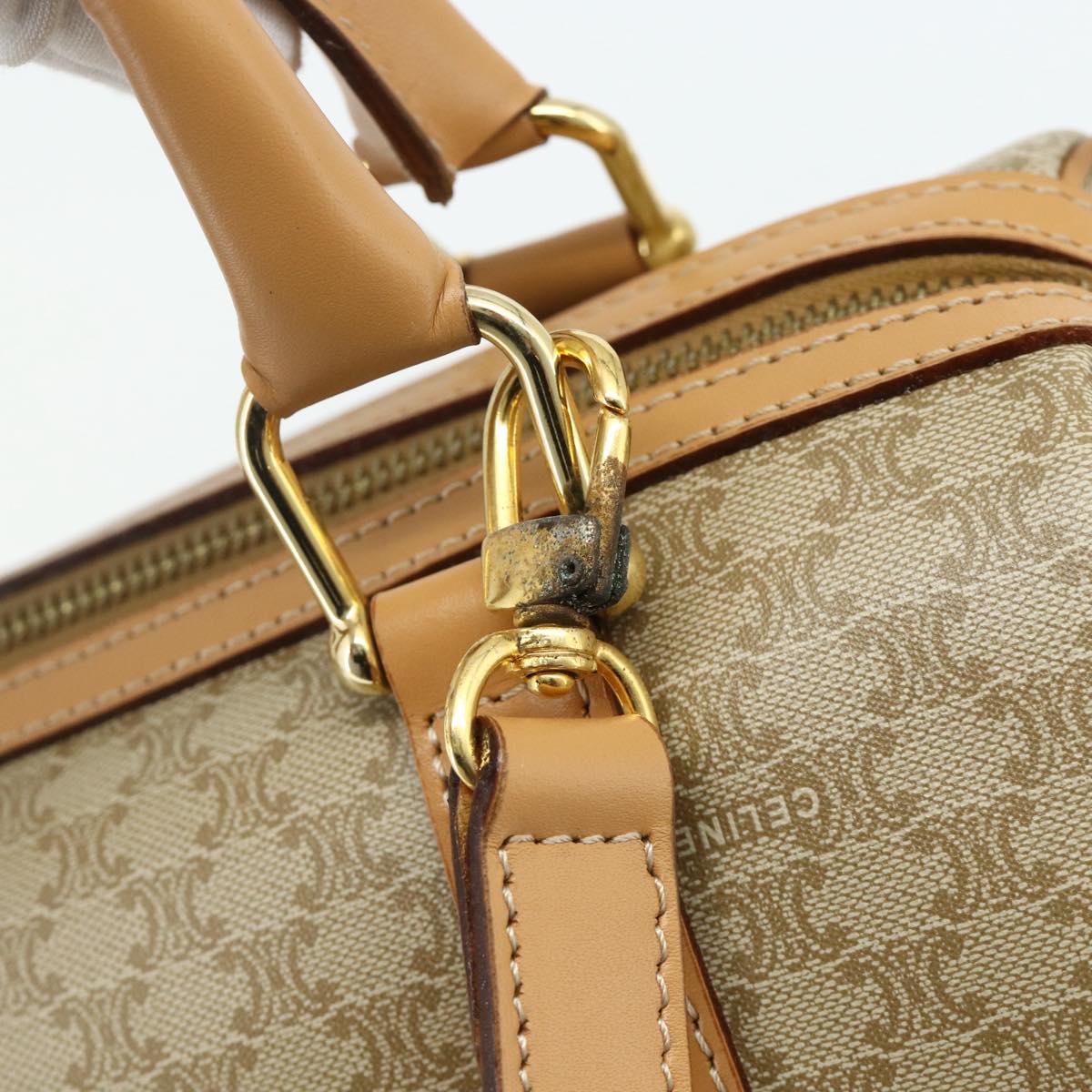 CELINE Macadam Canvas Hand Bag PVC 2way Beige Gold Auth 178288A