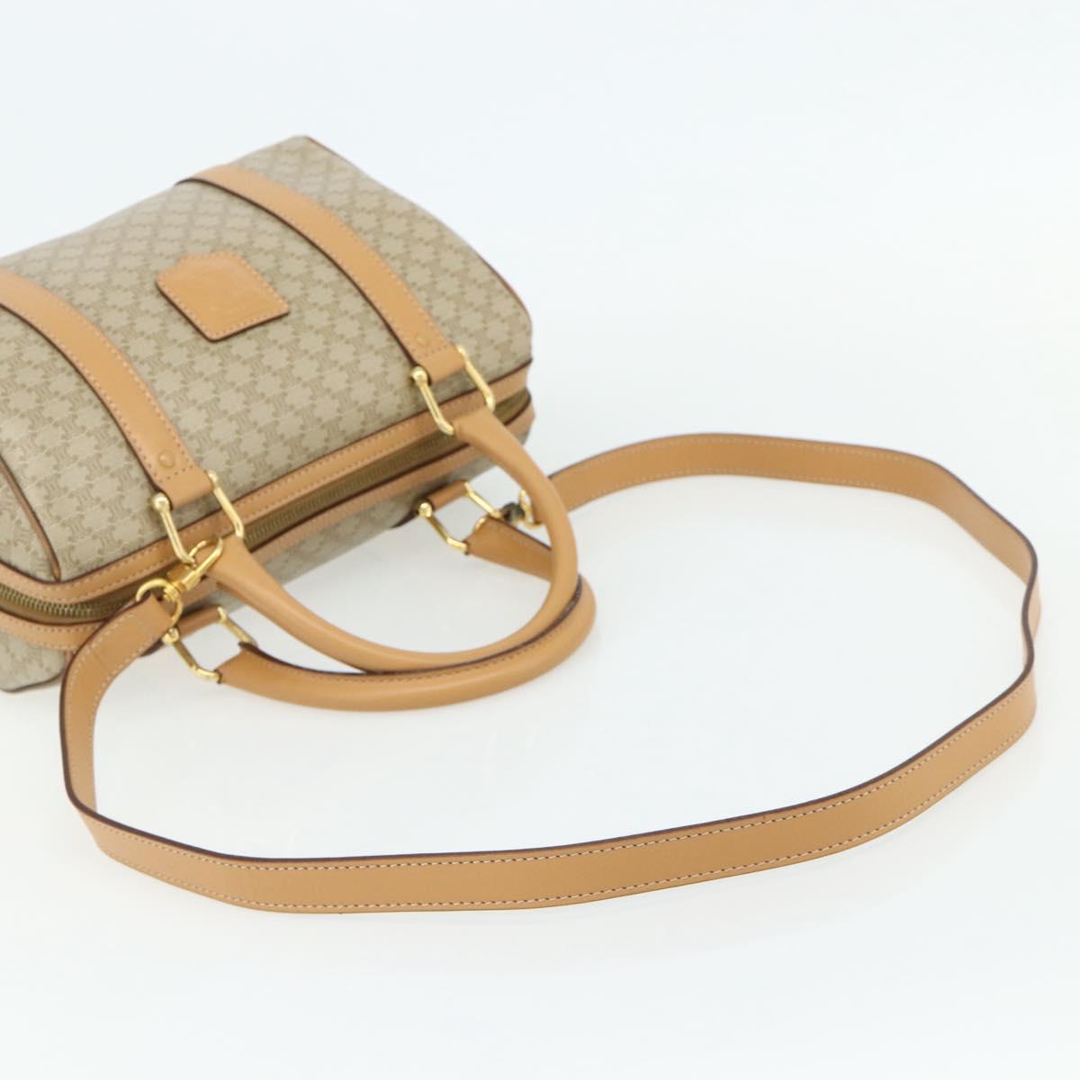 CELINE Macadam Canvas Hand Bag PVC 2way Beige Gold Auth 178288A