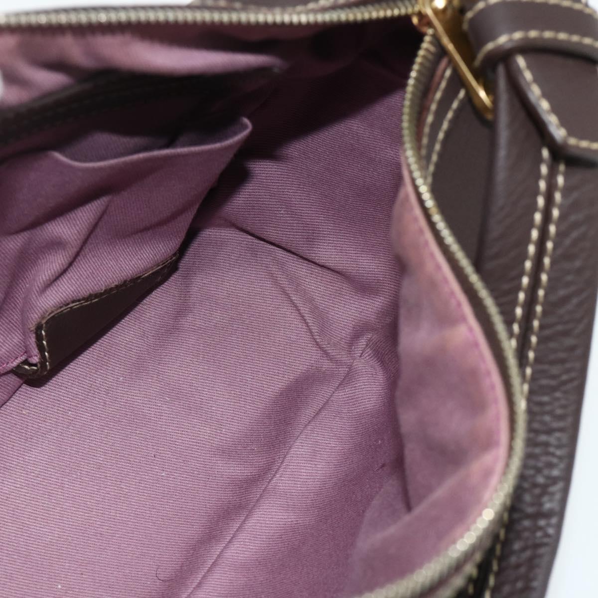 BALLY Shoulder Bag Leather Brown Gold Auth 178289A