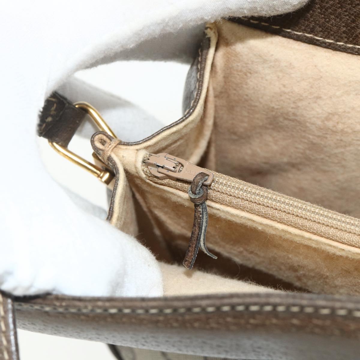 GUCCI Web Sherry Line GG Supreme Bag PVC Beige Gold 66 02 024 Auth 178292