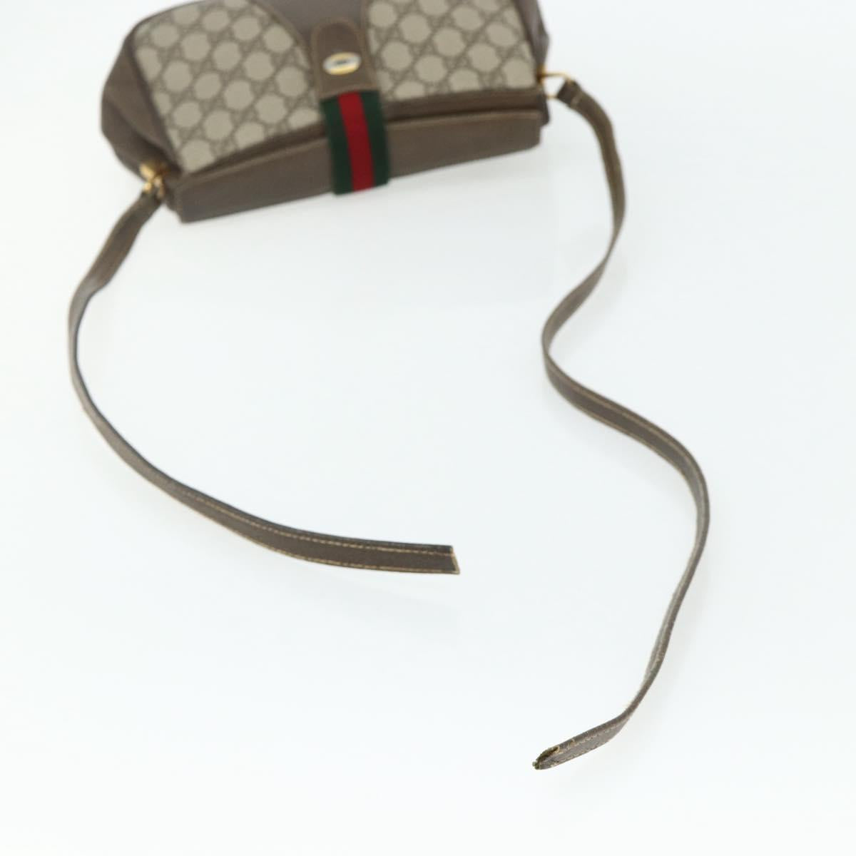 GUCCI Web Sherry Line GG Supreme Bag PVC Beige Gold 66 02 024 Auth 178292
