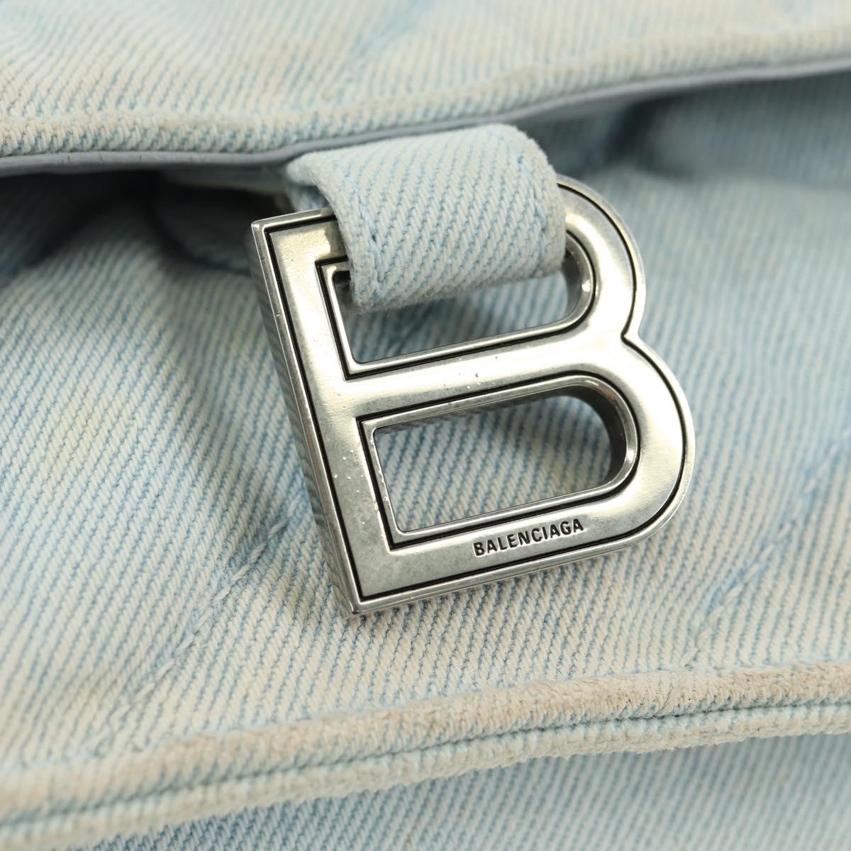 BALENCIAGA Chain Crash Shoulder Bag Denim Blue Silver 716393 Auth 178295SAM