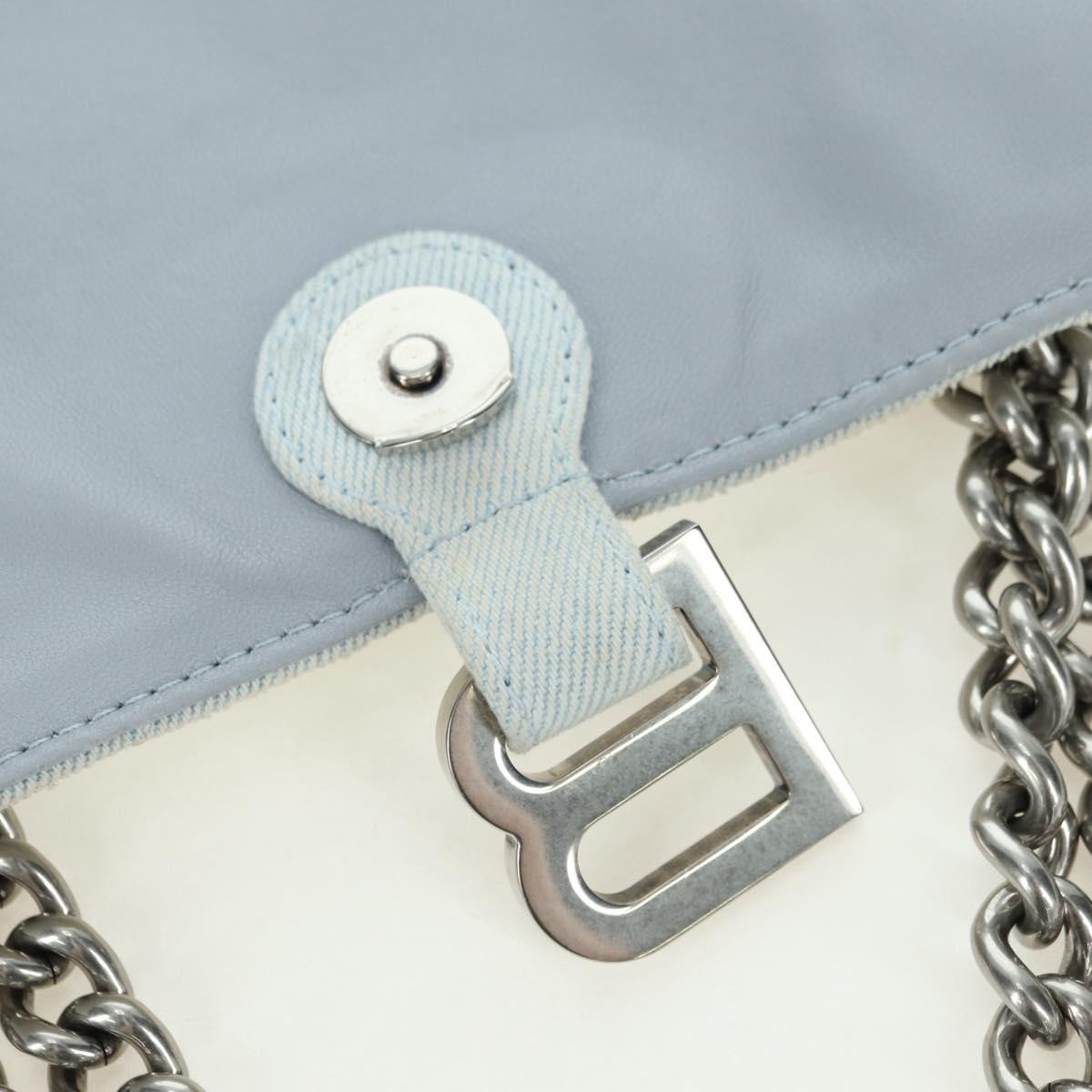 BALENCIAGA Chain Crash Shoulder Bag Denim Blue Silver 716393 Auth 178295SAM