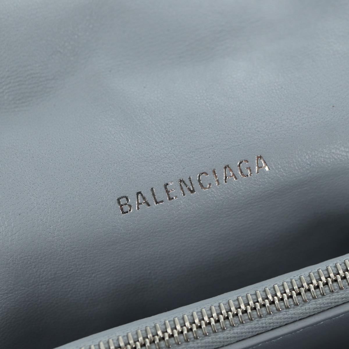 BALENCIAGA Chain Crash Shoulder Bag Denim Blue Silver 716393 Auth 178295SAM