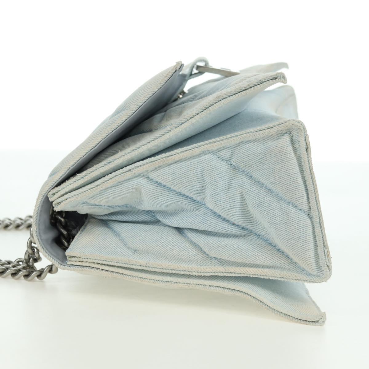 BALENCIAGA Chain Crash Shoulder Bag Denim Blue Silver 716393 Auth 178295SAM