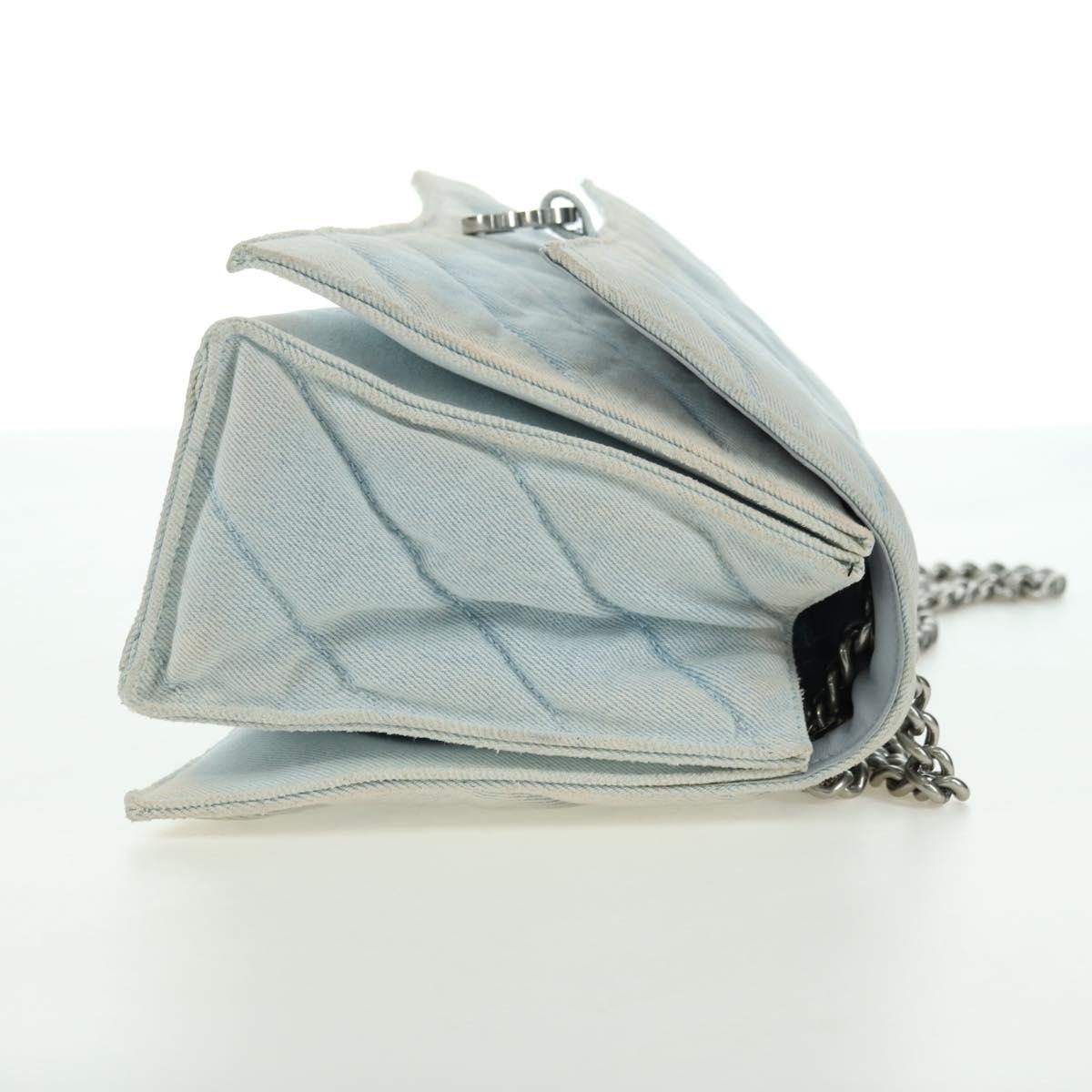 BALENCIAGA Chain Crash Shoulder Bag Denim Blue Silver 716393 Auth 178295SAM