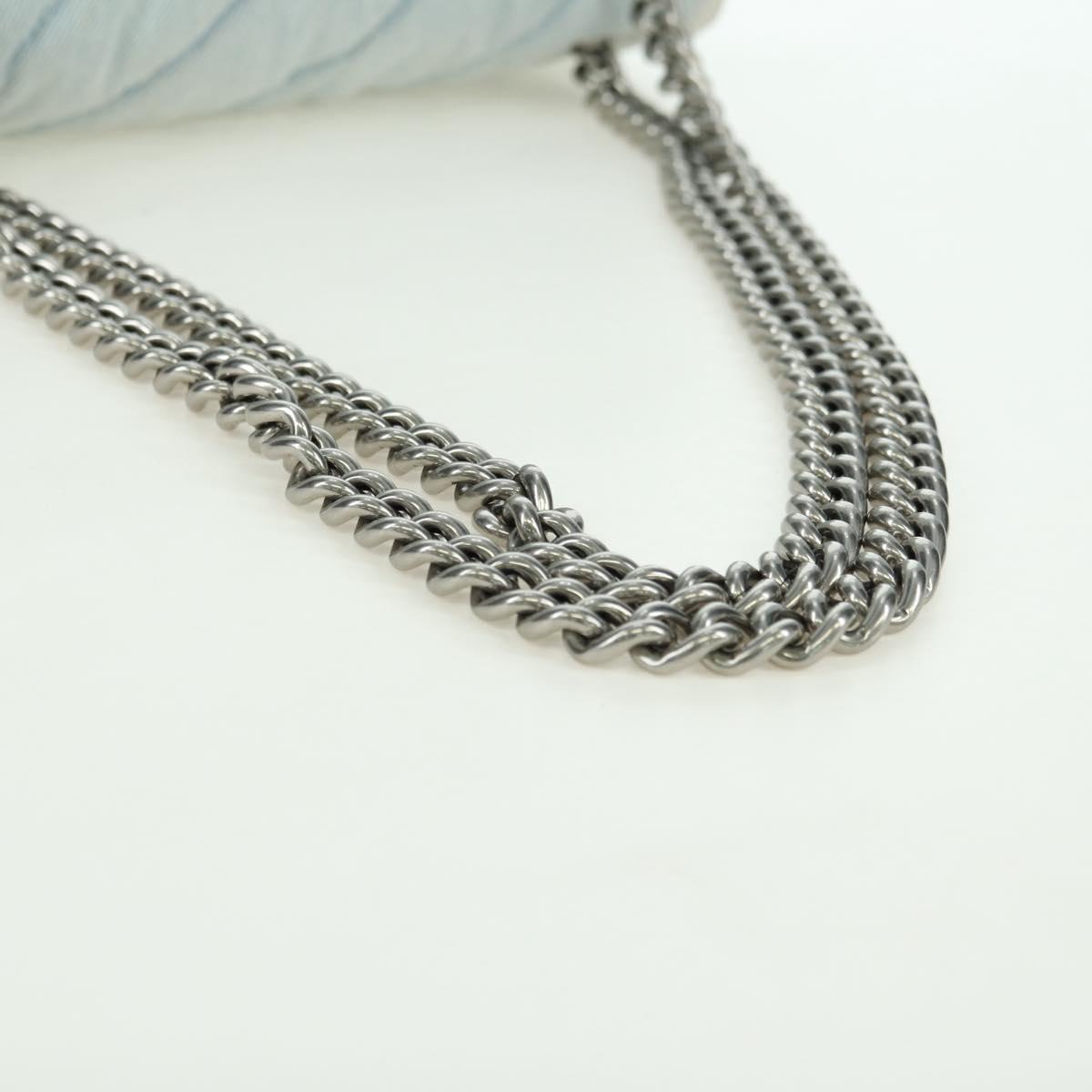 BALENCIAGA Chain Crash Shoulder Bag Denim Blue Silver 716393 Auth 178295SAM