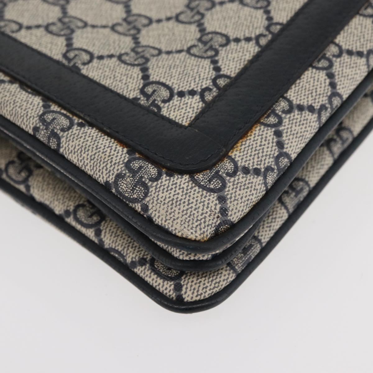 GUCCI GG Supreme Sherry Line Shoulder Bag PVC Navy Gold 14 02 013 Auth 178297