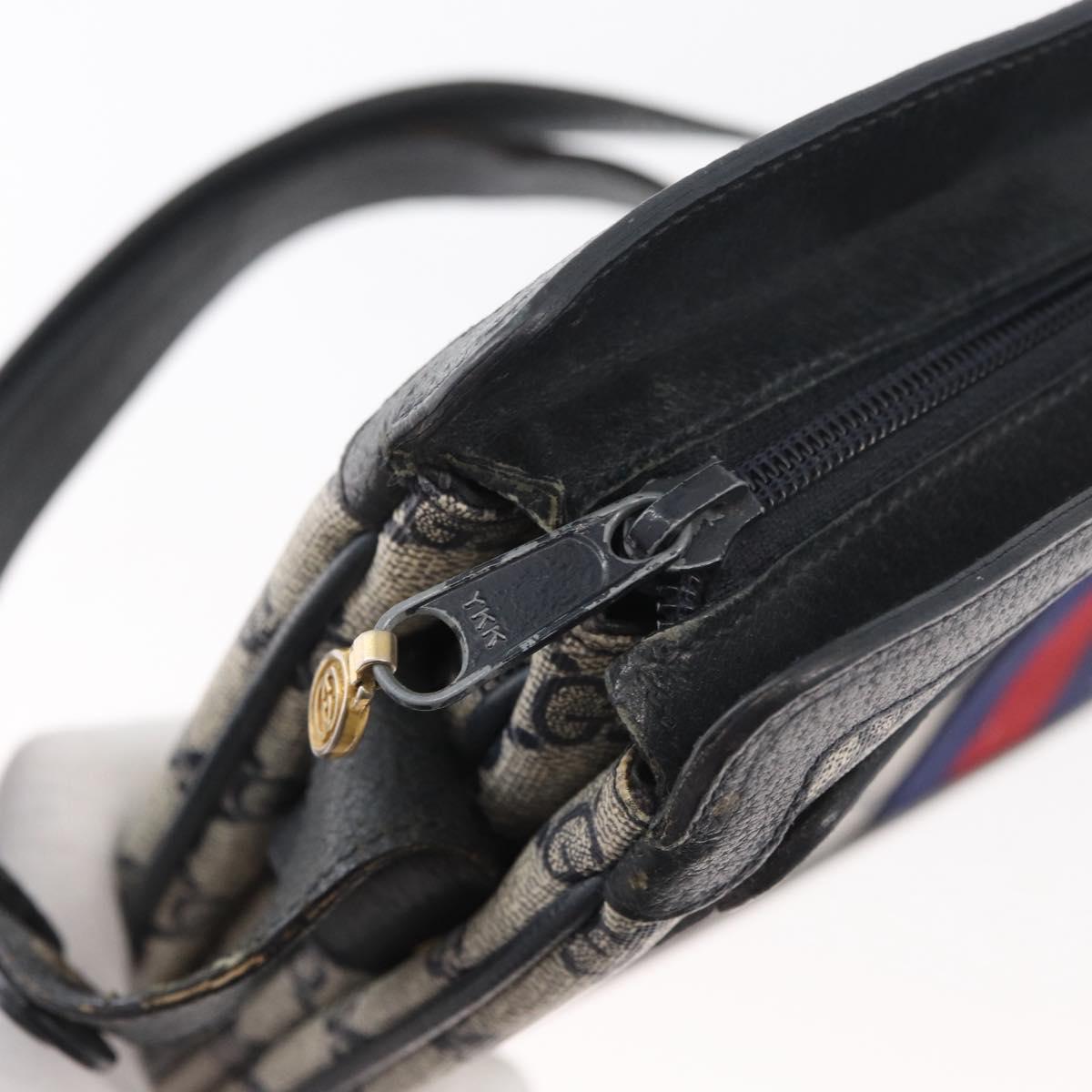 GUCCI GG Supreme Sherry Line Shoulder Bag PVC Navy Gold 14 02 013 Auth 178297