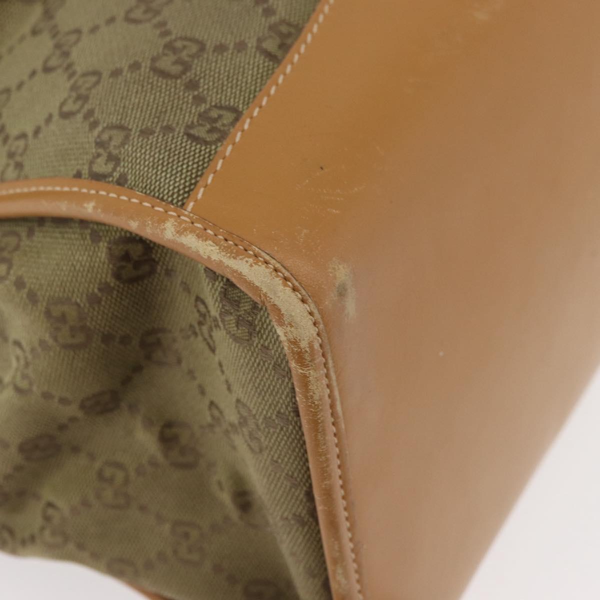 GUCCI GG Canvas Tote Bag Khaki Gold Auth 178301