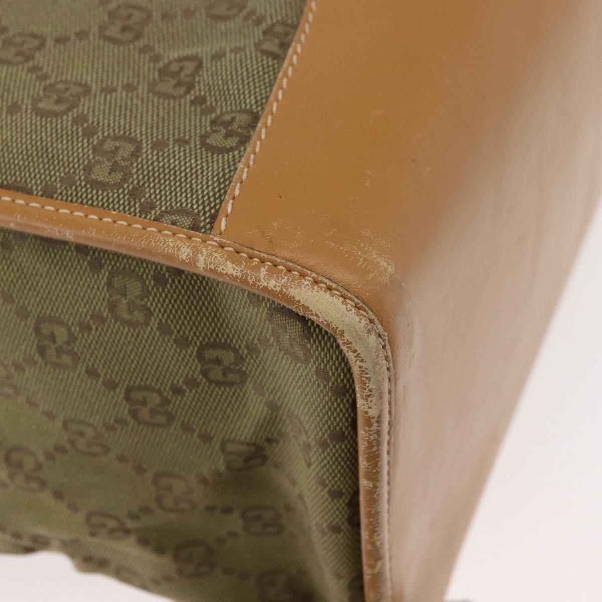GUCCI GG Canvas Tote Bag Khaki Gold Auth 178301
