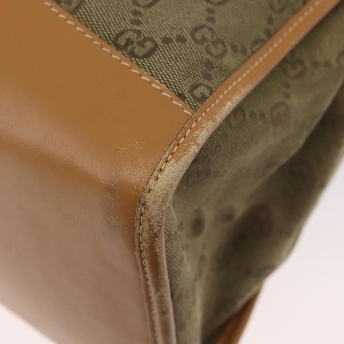 GUCCI GG Canvas Tote Bag Khaki Gold Auth 178301