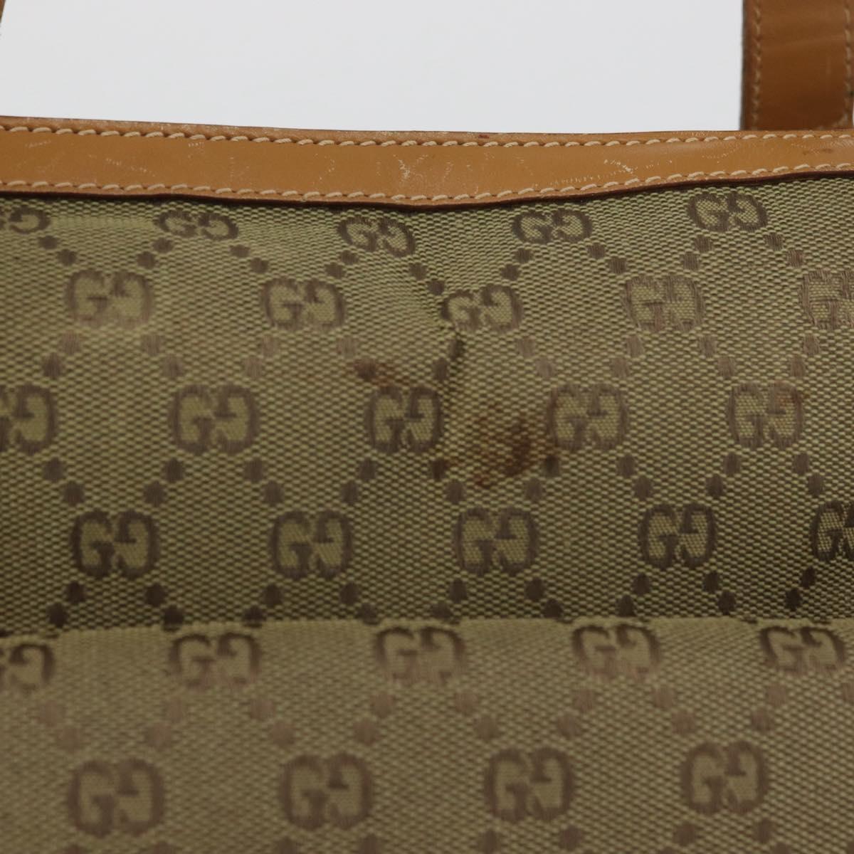 GUCCI GG Canvas Tote Bag Khaki Gold Auth 178301