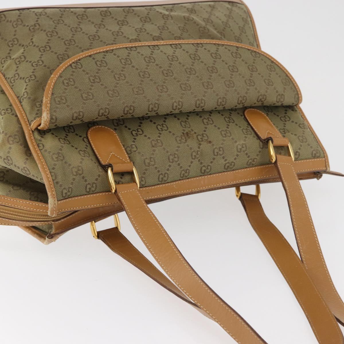 GUCCI GG Canvas Tote Bag Khaki Gold Auth 178301