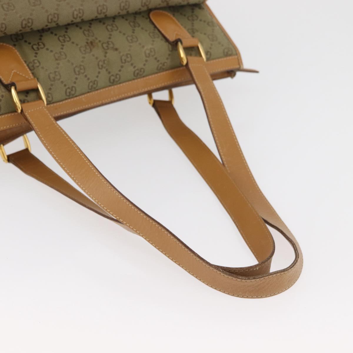 GUCCI GG Canvas Tote Bag Khaki Gold Auth 178301