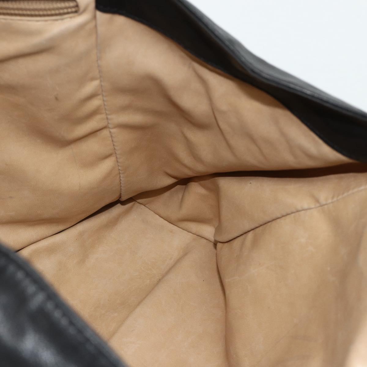 BOTTEGA VENETA INTRECCIATO Hand Bag Leather Black Gold Auth 178302