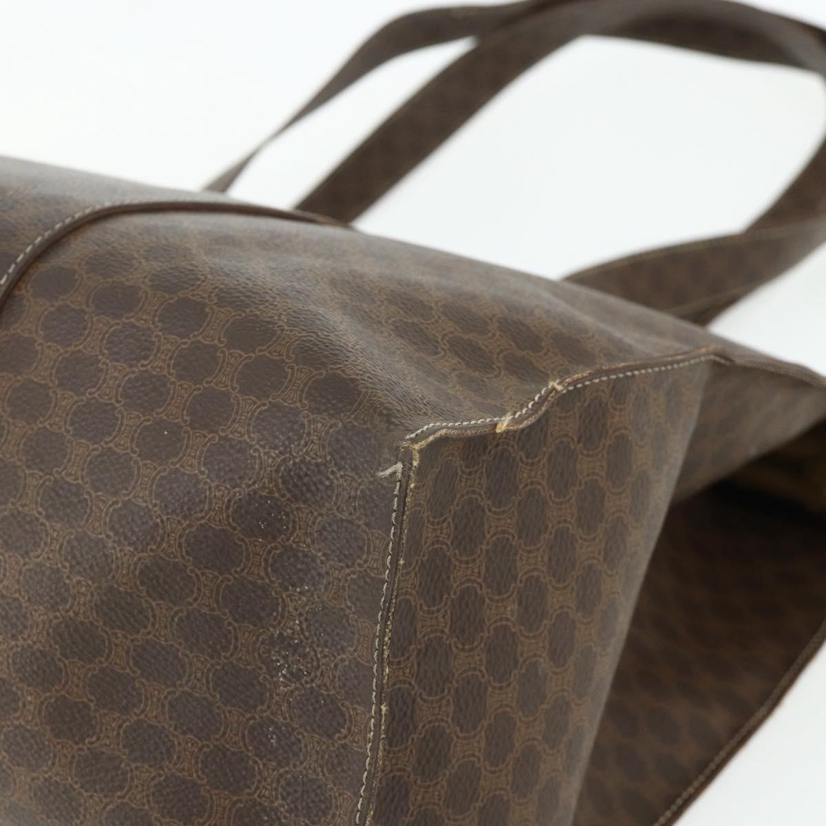CELINE Macadam Canvas Tote Bag PVC Leather Brown Gold Auth 178303