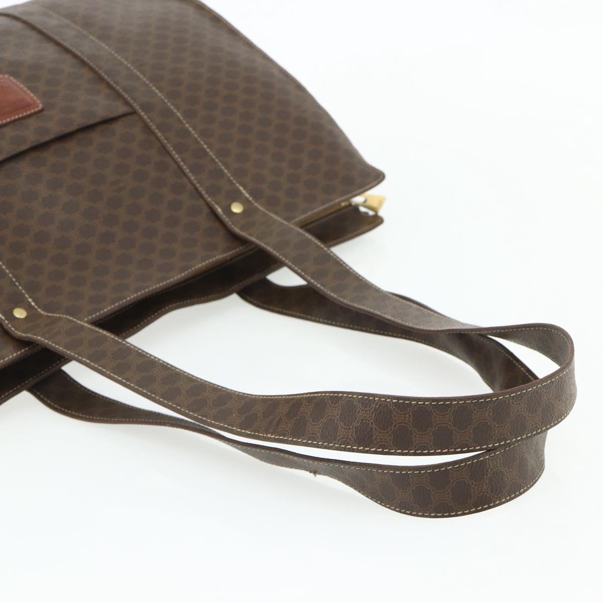 CELINE Macadam Canvas Tote Bag PVC Leather Brown Gold Auth 178303