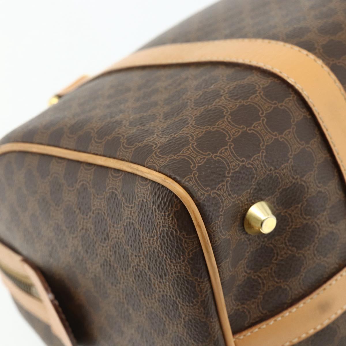 CELINE Macadam Canvas Hand Bag PVC Leather Brown Gold Auth 178304A
