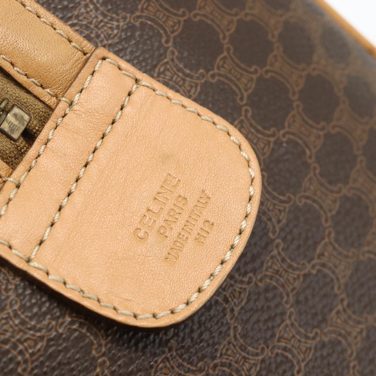 CELINE Macadam Canvas Hand Bag PVC Leather Brown Gold Auth 178304A