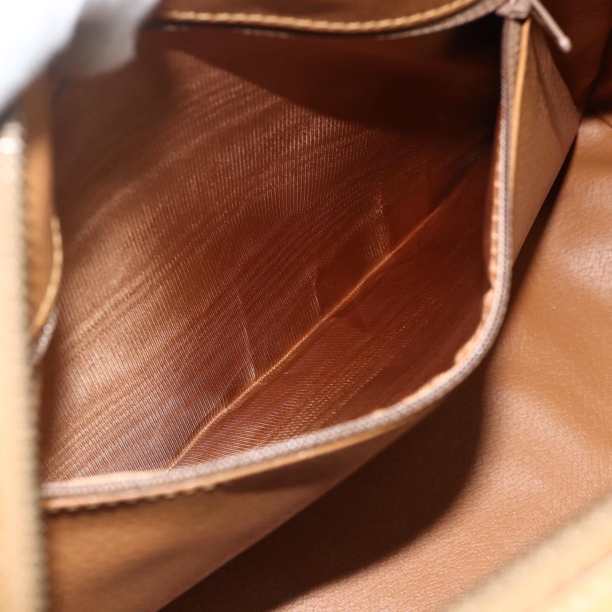 CELINE Macadam Canvas Hand Bag PVC Leather Brown Gold Auth 178304A