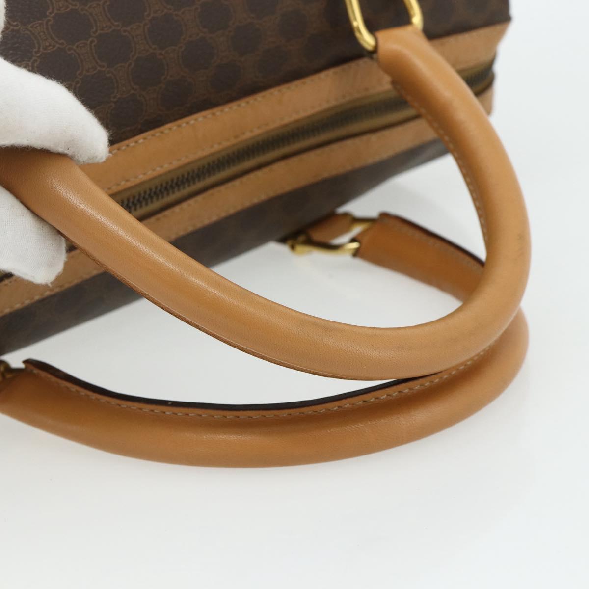 CELINE Macadam Canvas Hand Bag PVC Leather Brown Gold Auth 178304A