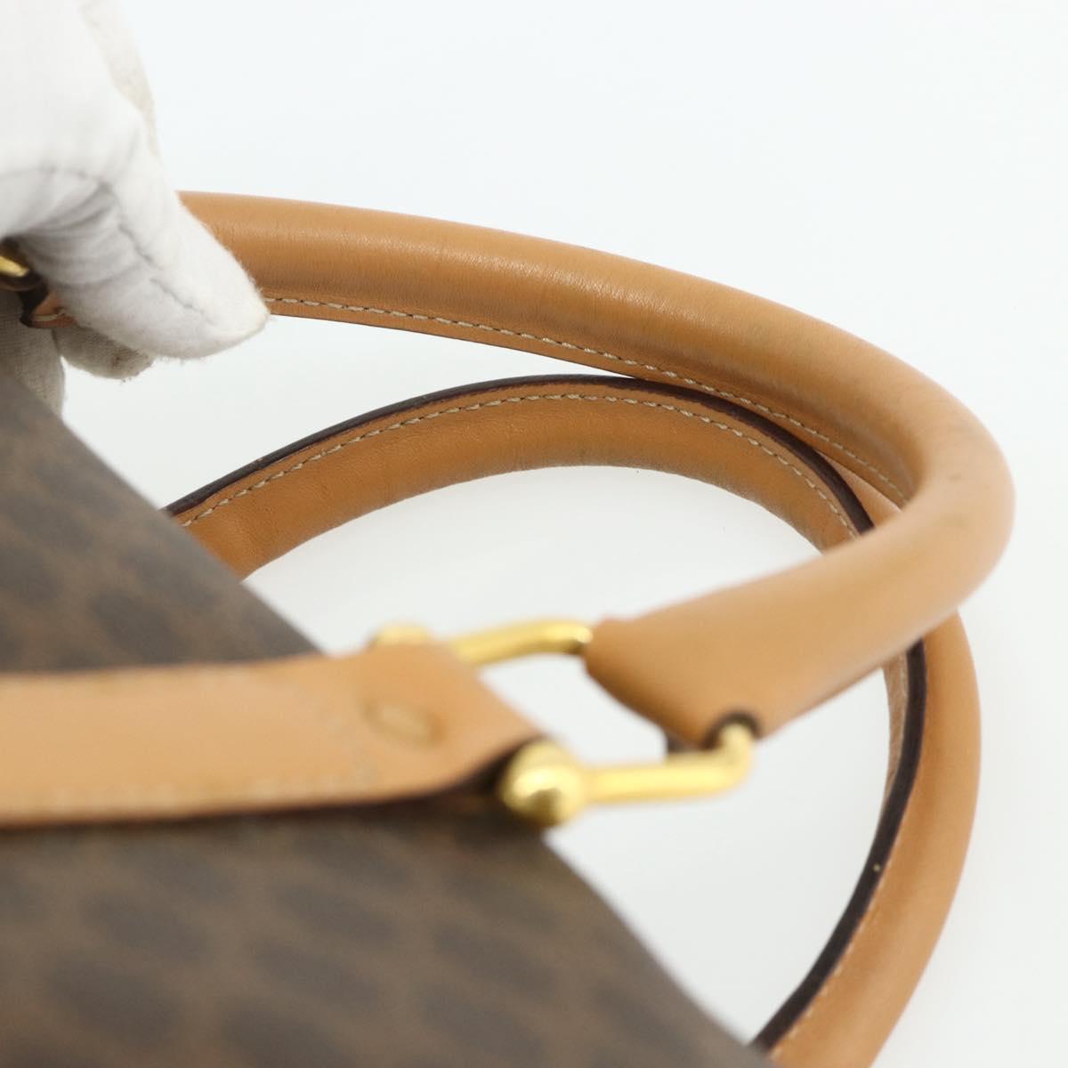 CELINE Macadam Canvas Hand Bag PVC Leather Brown Gold Auth 178304A