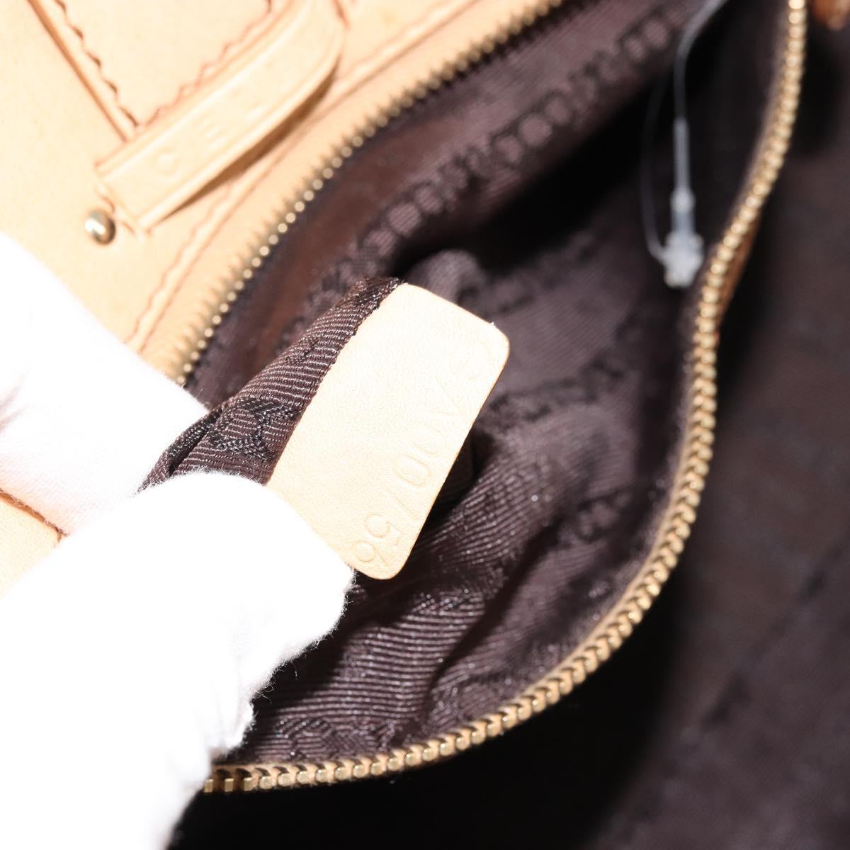 CELINE Hand Bag Leather Beige Gold Auth 178305A