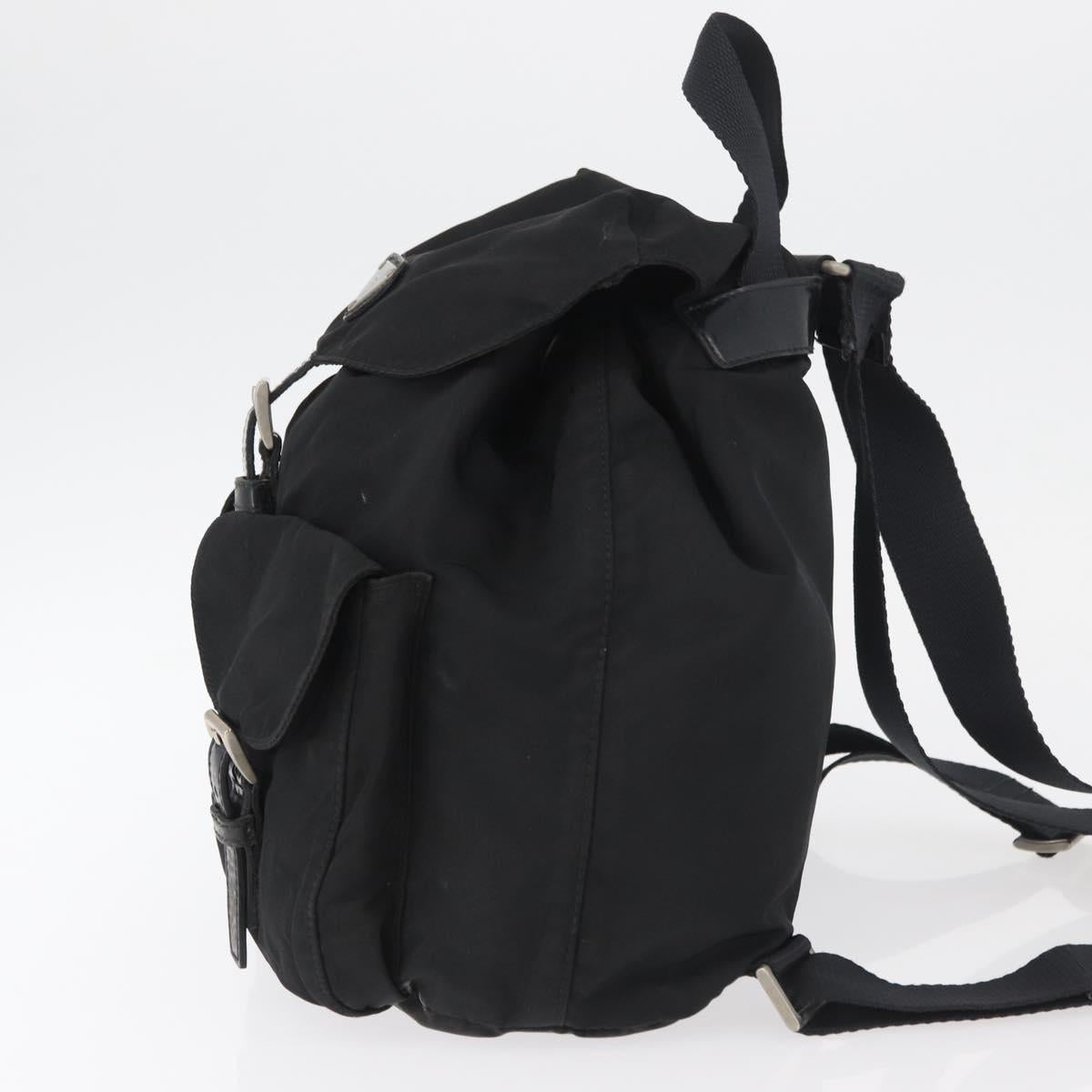 PRADA Backpack Nylon Black Silver Auth 178309