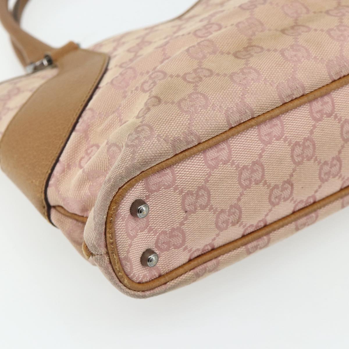 GUCCI GG Canvas Tote Bag Pink Silver 113015 Auth 178312