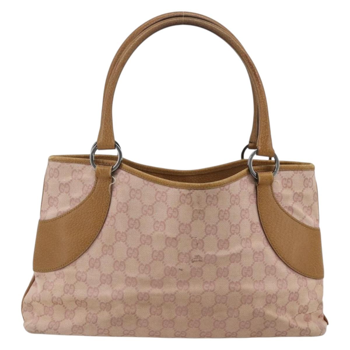 GUCCI GG Canvas Tote Bag Pink Silver 113015 Auth 178312