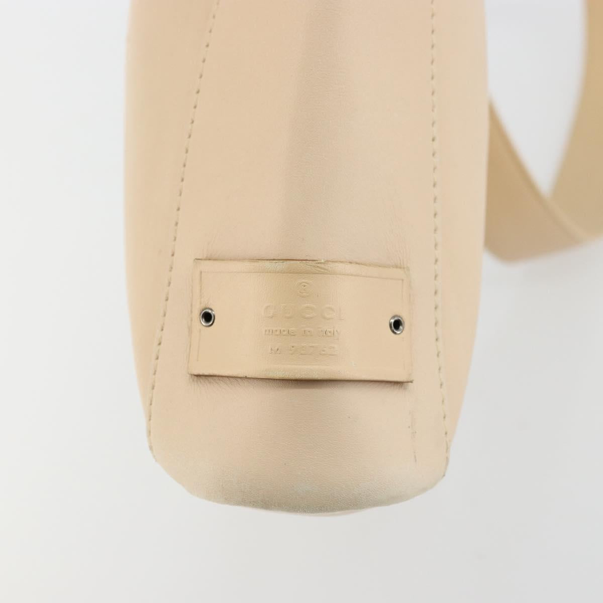 GUCCI Shoulder Bag Leather Beige Silver 91761 Auth 178313