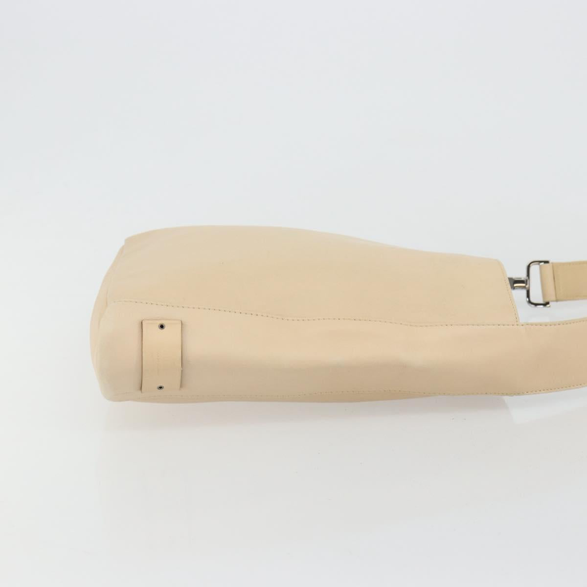 GUCCI Shoulder Bag Leather Beige Silver 91761 Auth 178313