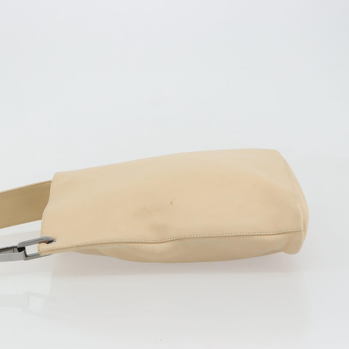 GUCCI Shoulder Bag Leather Beige Silver 91761 Auth 178313