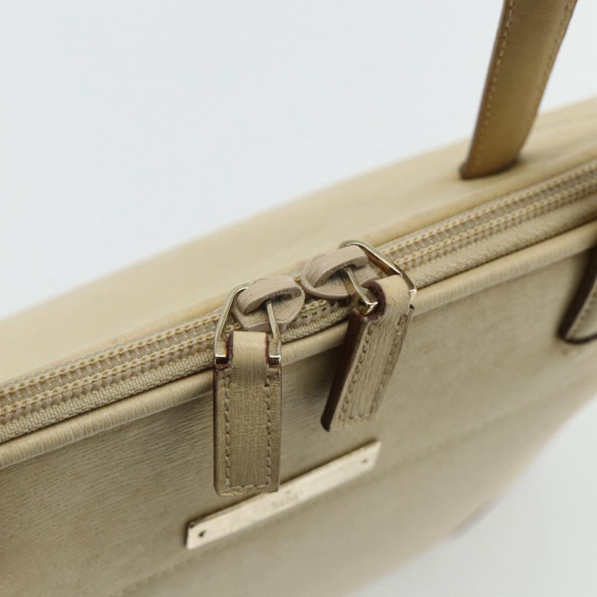 GUCCI Tote Bag Leather Beige Silver 002 1122 2684 Auth 178316