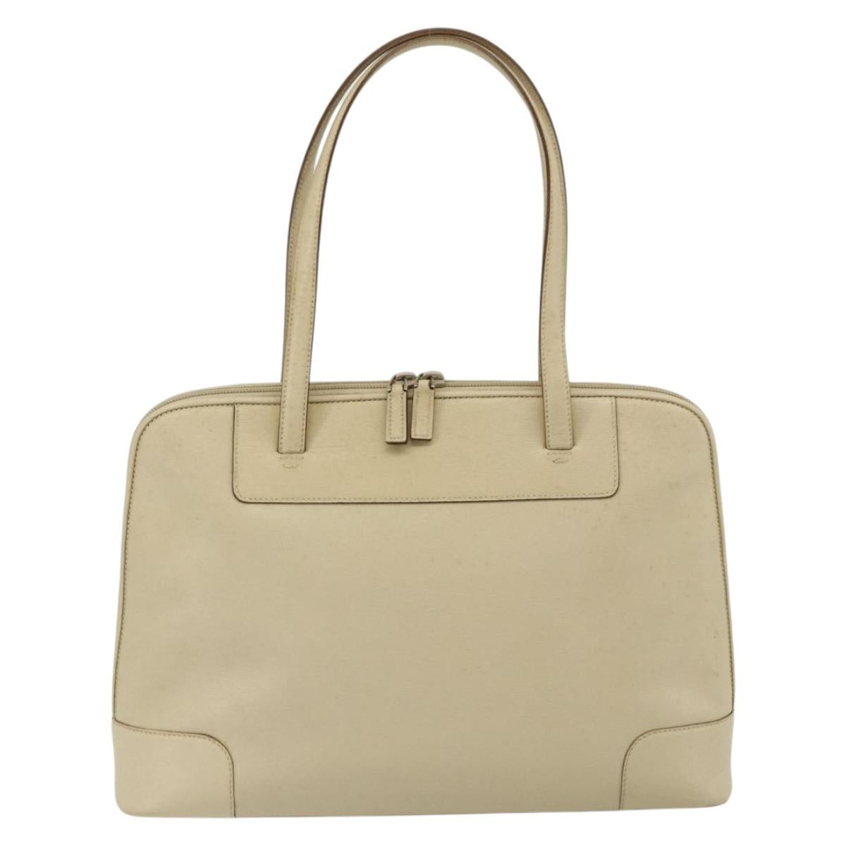GUCCI Tote Bag Leather Beige Silver 002 1122 2684 Auth 178316